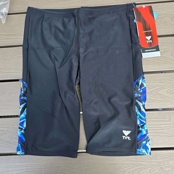 TYR Men's Nylon Lycra Starship  Splice Jammer Blue/black Swim SZ 32 NWT - Picture 1 of 3